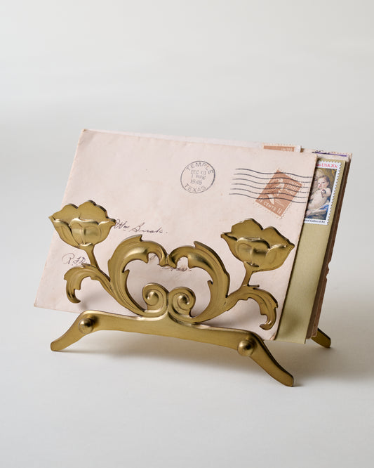 Antique Brass Tulip Card Holder
