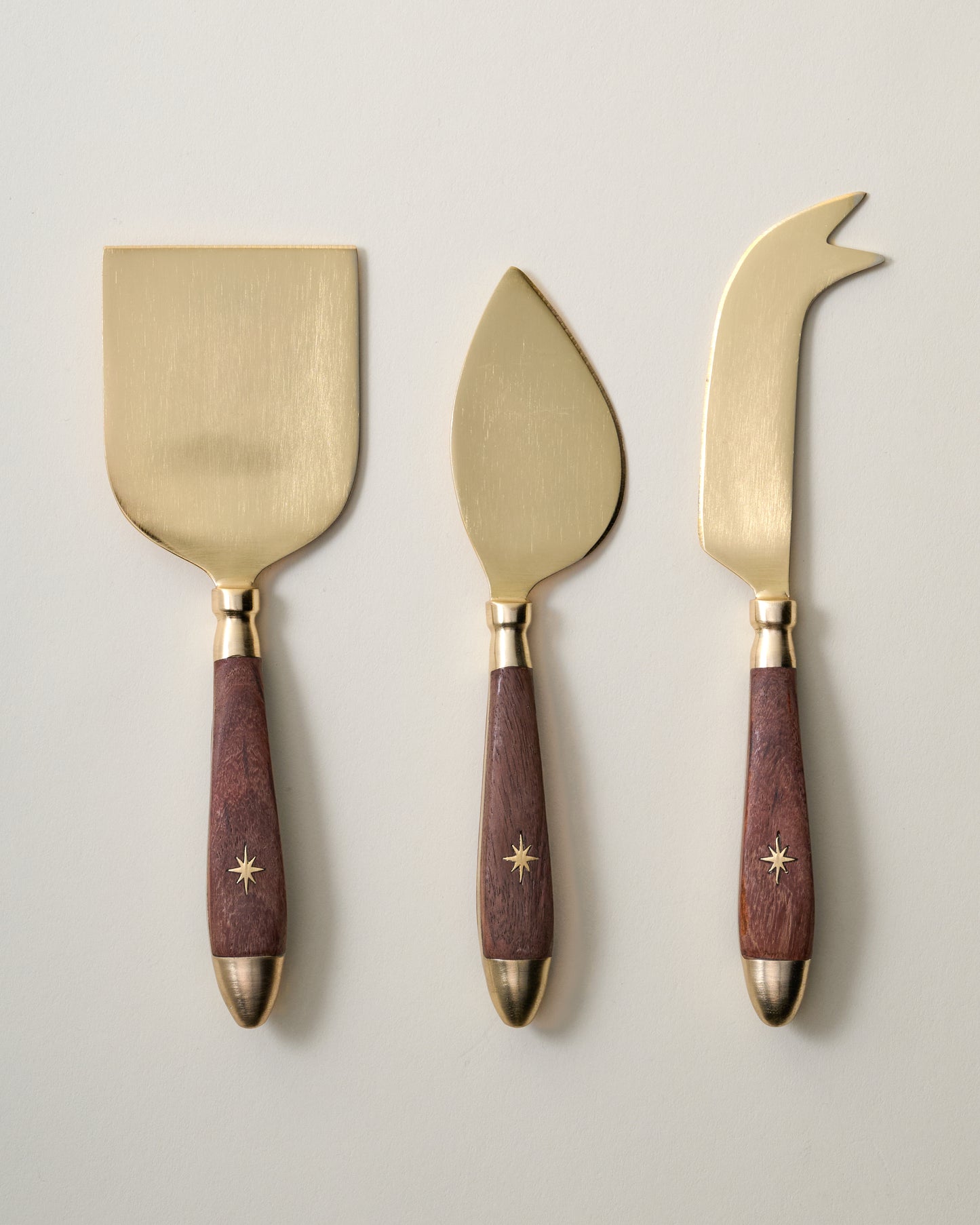 Brass Inlay Cheese Knife Set