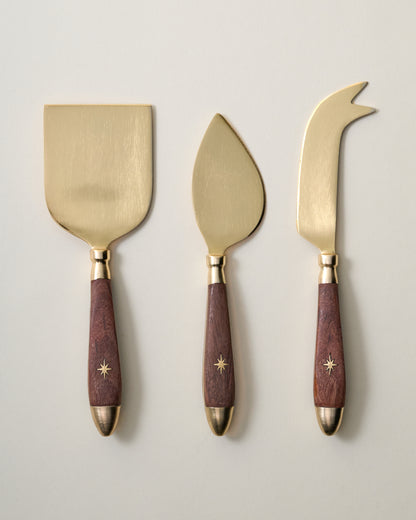 Brass Inlay Cheese Knife Set