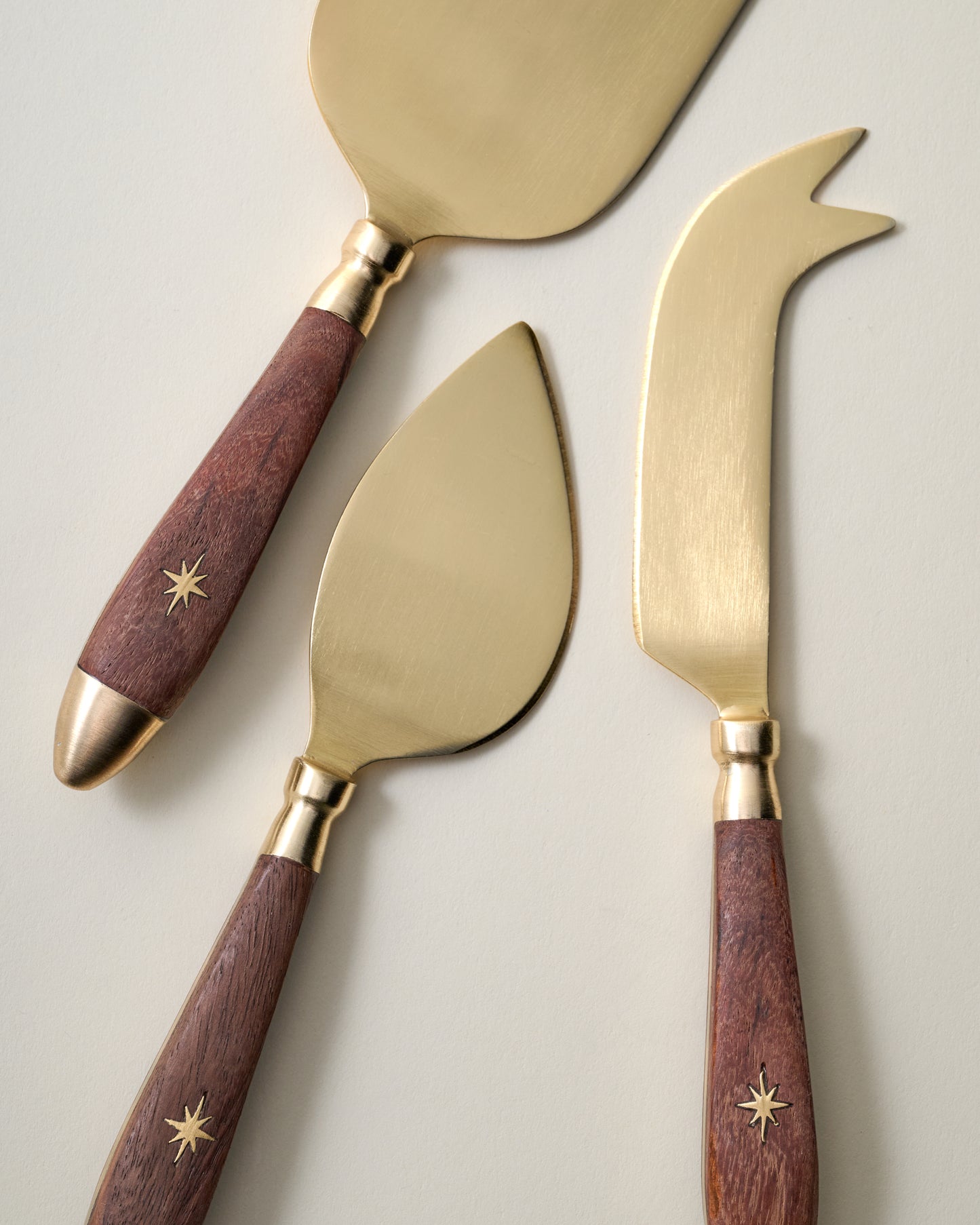 Brass Inlay Cheese Knife Set