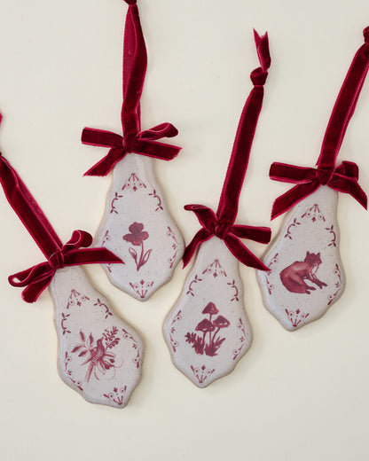 Heirloom Noel Ceramic Tile Ornaments, Set of 4