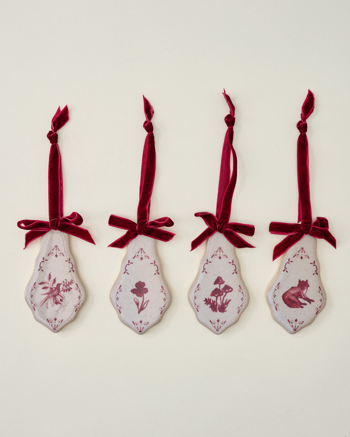 Heirloom Noel Ceramic Tile Ornaments, Set of 4