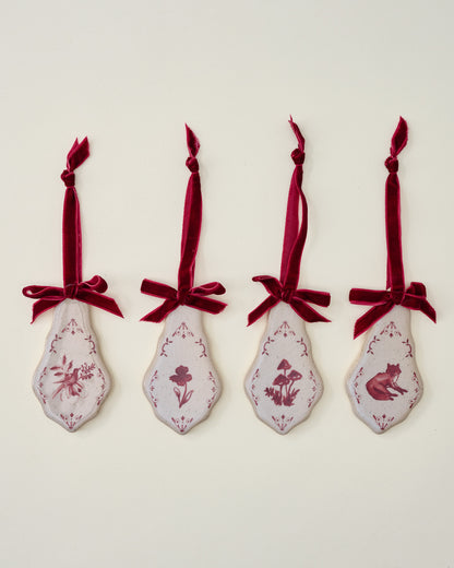 Heirloom Noel Ceramic Tile Ornaments, Set of 4