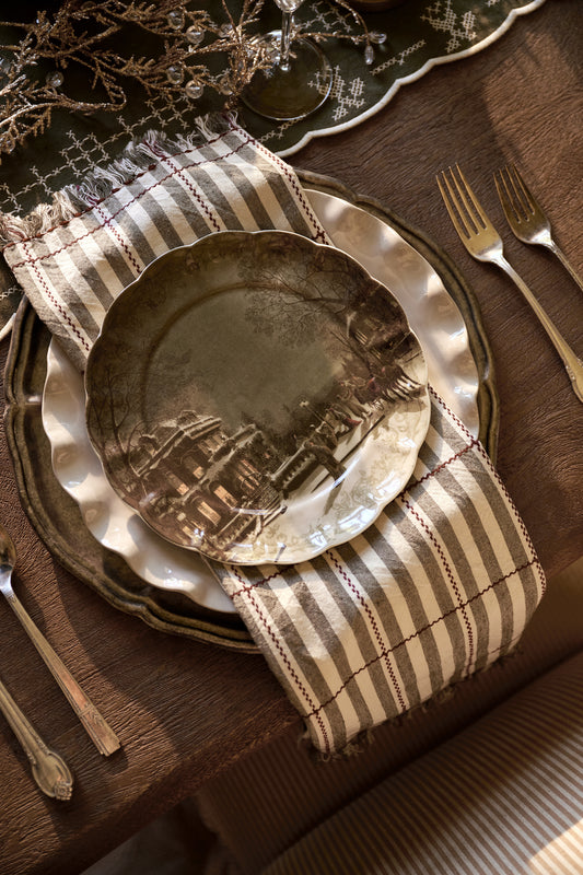 Classic Christmas Scene Winter City Dessert Plate