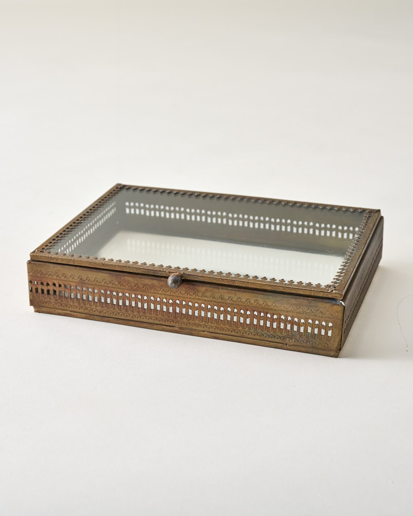 Willow Etched Metal and Glass Box