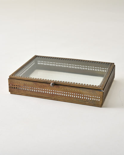 Willow Etched Metal and Glass Box