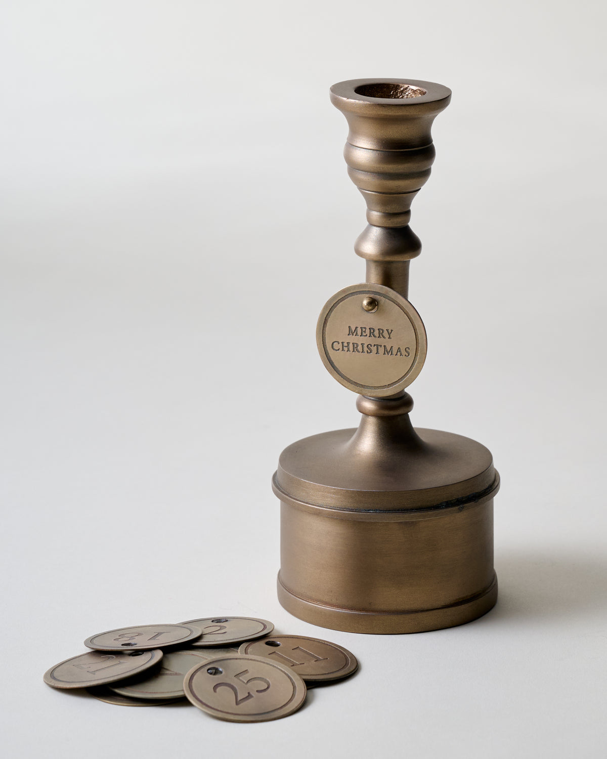 Antique Brass Taper Holder Countdown