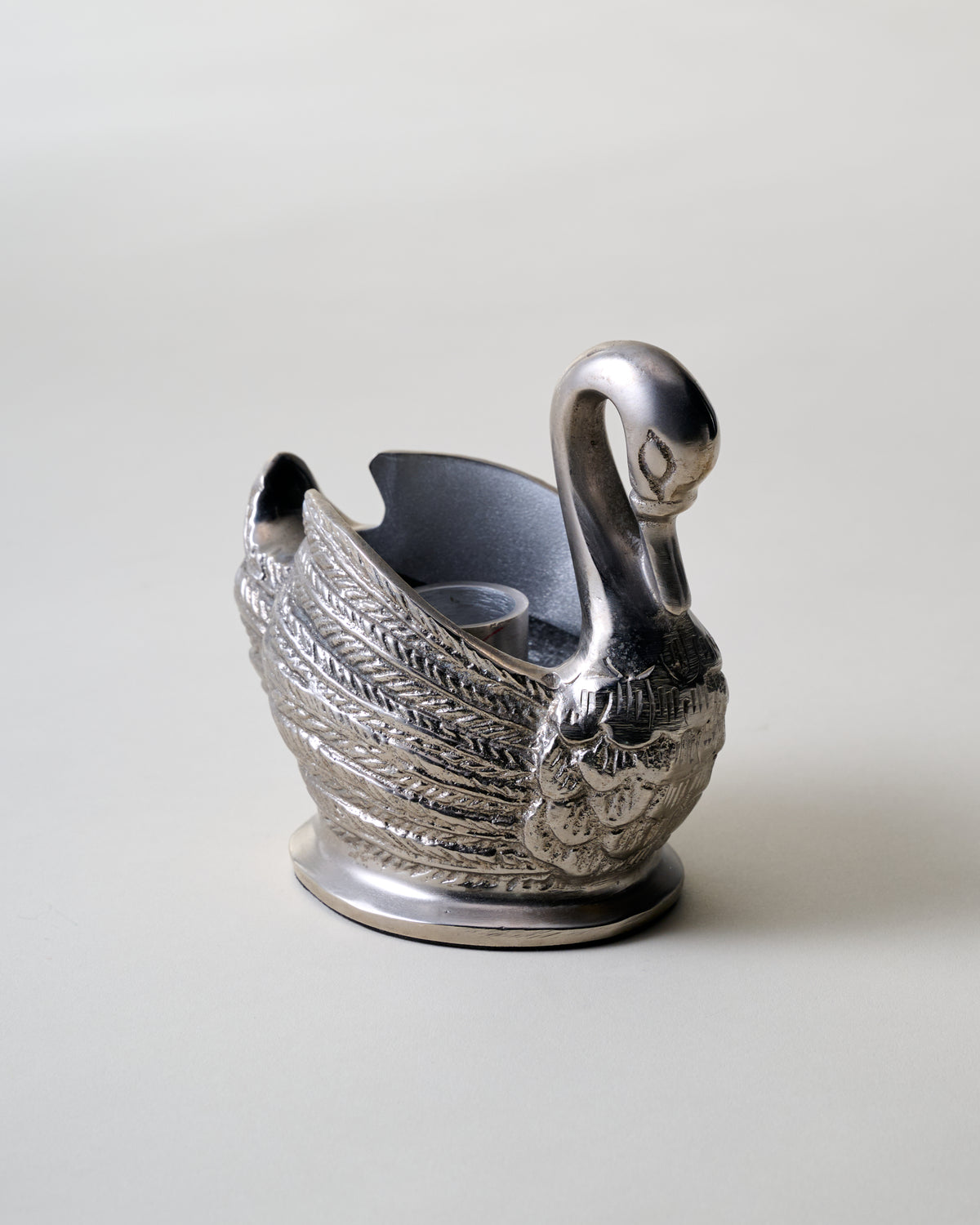 Antique Inspired Pewter Swan Taper Holder