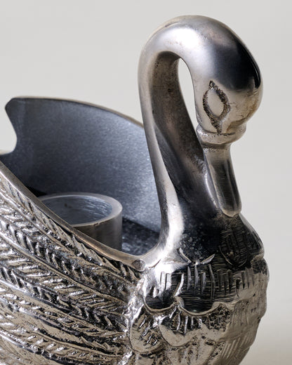 Antique Inspired Pewter Swan Taper Holder