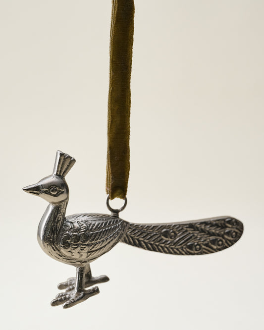 Pewter Peacock Ornament