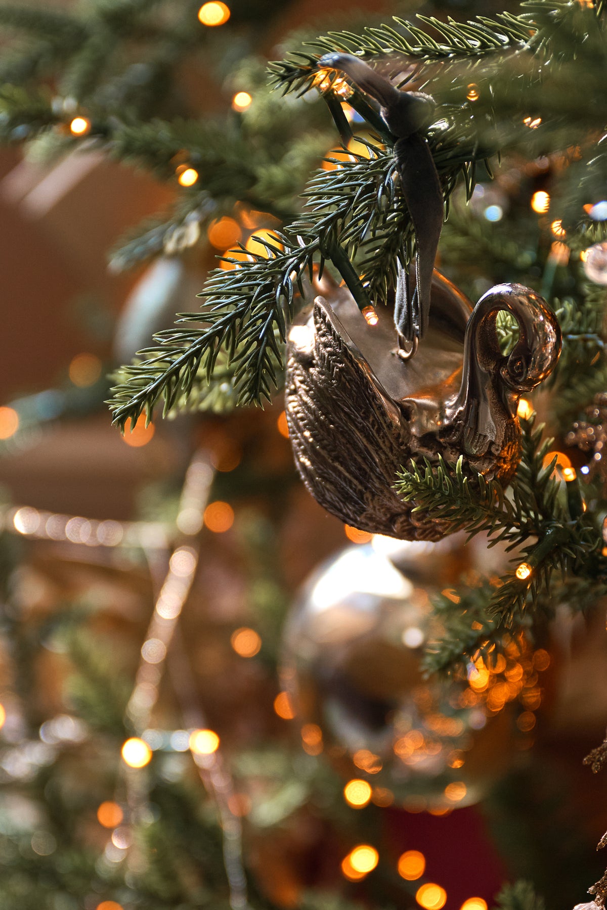 Swan Ornament on a tree