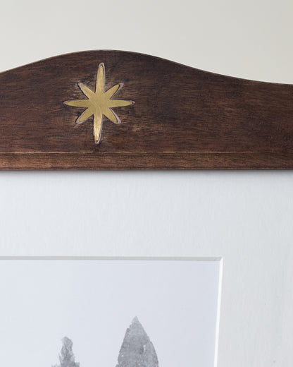 Brass Star Inlay Wood Photo Frame