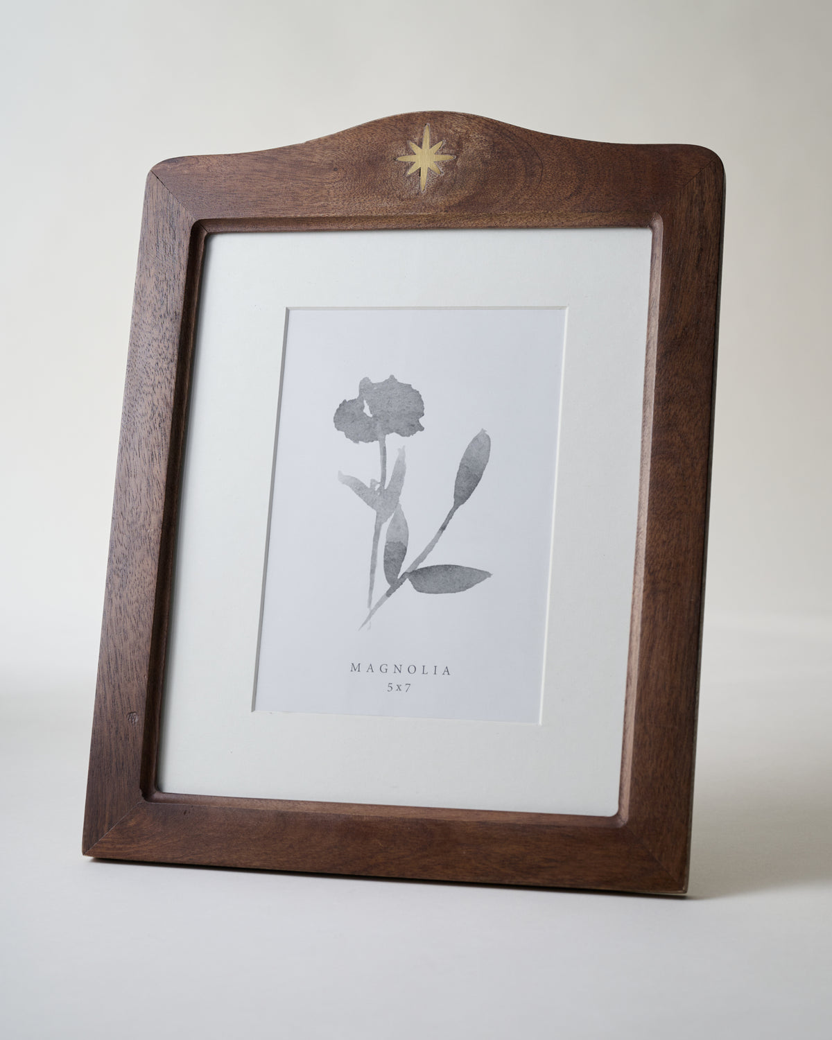 Brass Star Inlay Wood Photo Frame