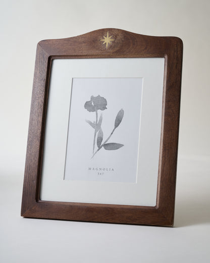 Brass Star Inlay Wood Photo Frame