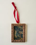 Hand-Carved Wood Photo Frame Ornament