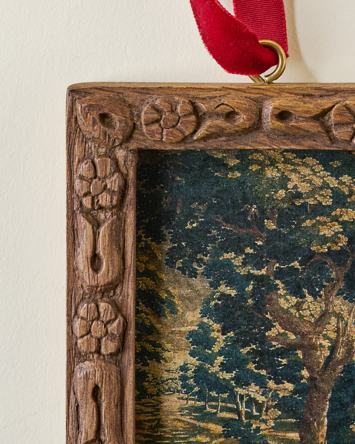 Hand-Carved Wood Photo Frame Ornament