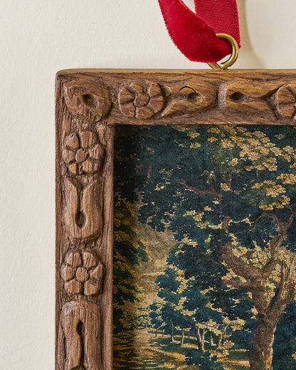 Hand-Carved Wood Photo Frame Ornament