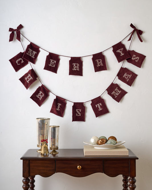 Embroidered Merry Christmas Velvet Garland