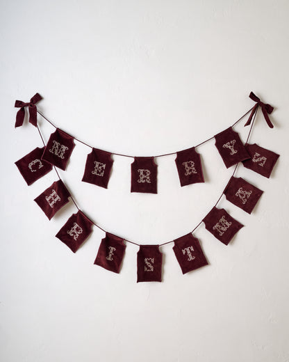 Embroidered Merry Christmas Velvet Garland