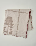 Crewel Embroidered Scalloped Tablecloth - 108"x70"