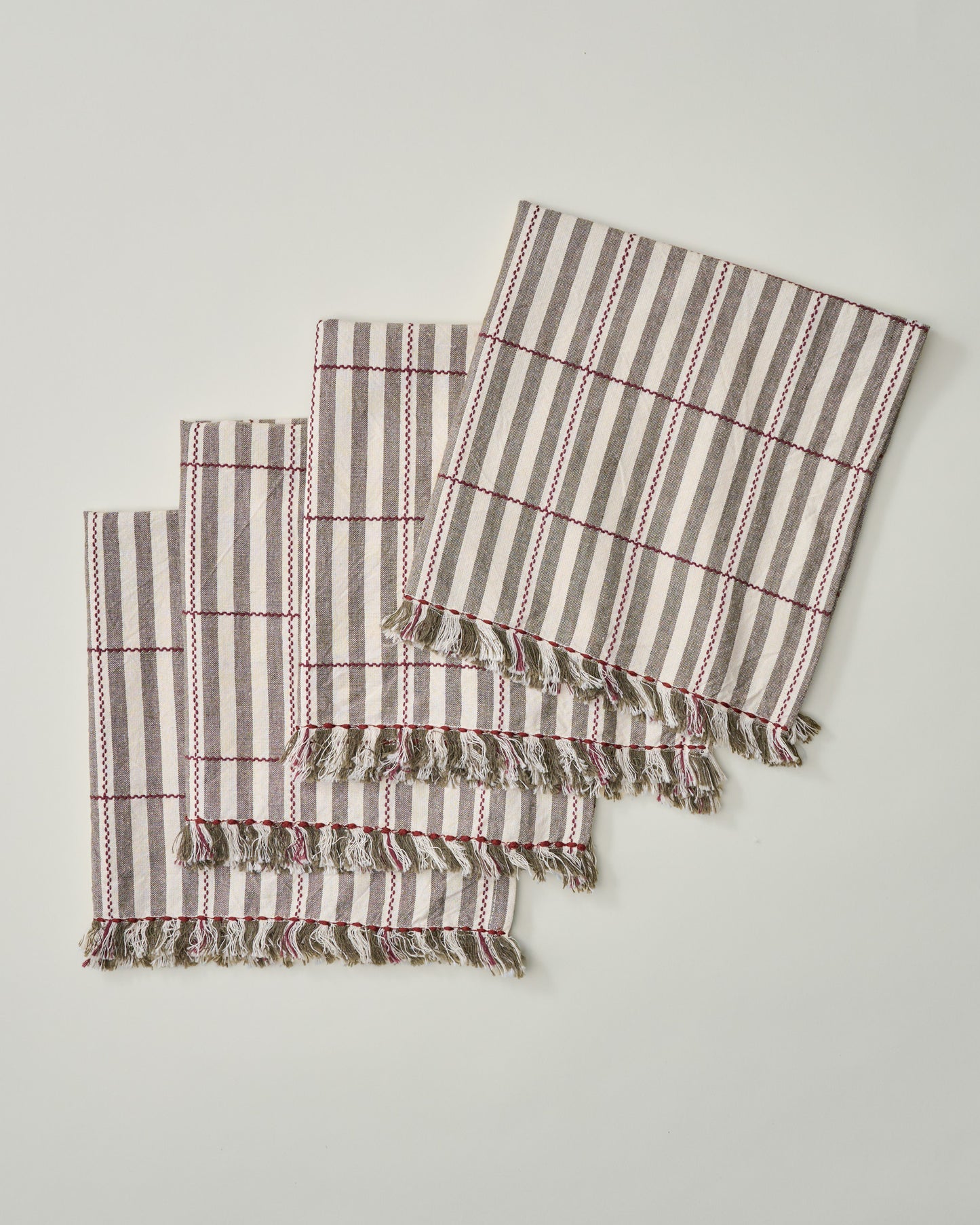 Bella Stripe Olive Napkin Set of Four