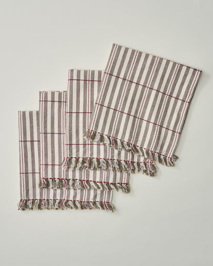 Bella Stripe Olive Napkin Set of Four