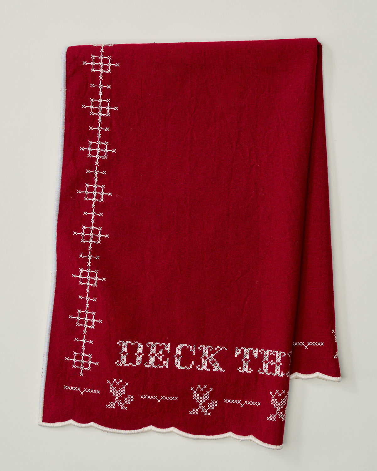 Cross Stitch Deck the Halls Tea Towel