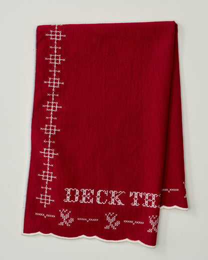 Cross Stitch Deck the Halls Tea Towel