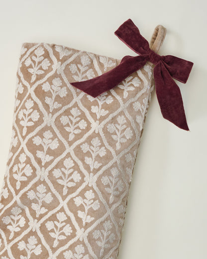 Crewel Embroidered Floral Stocking