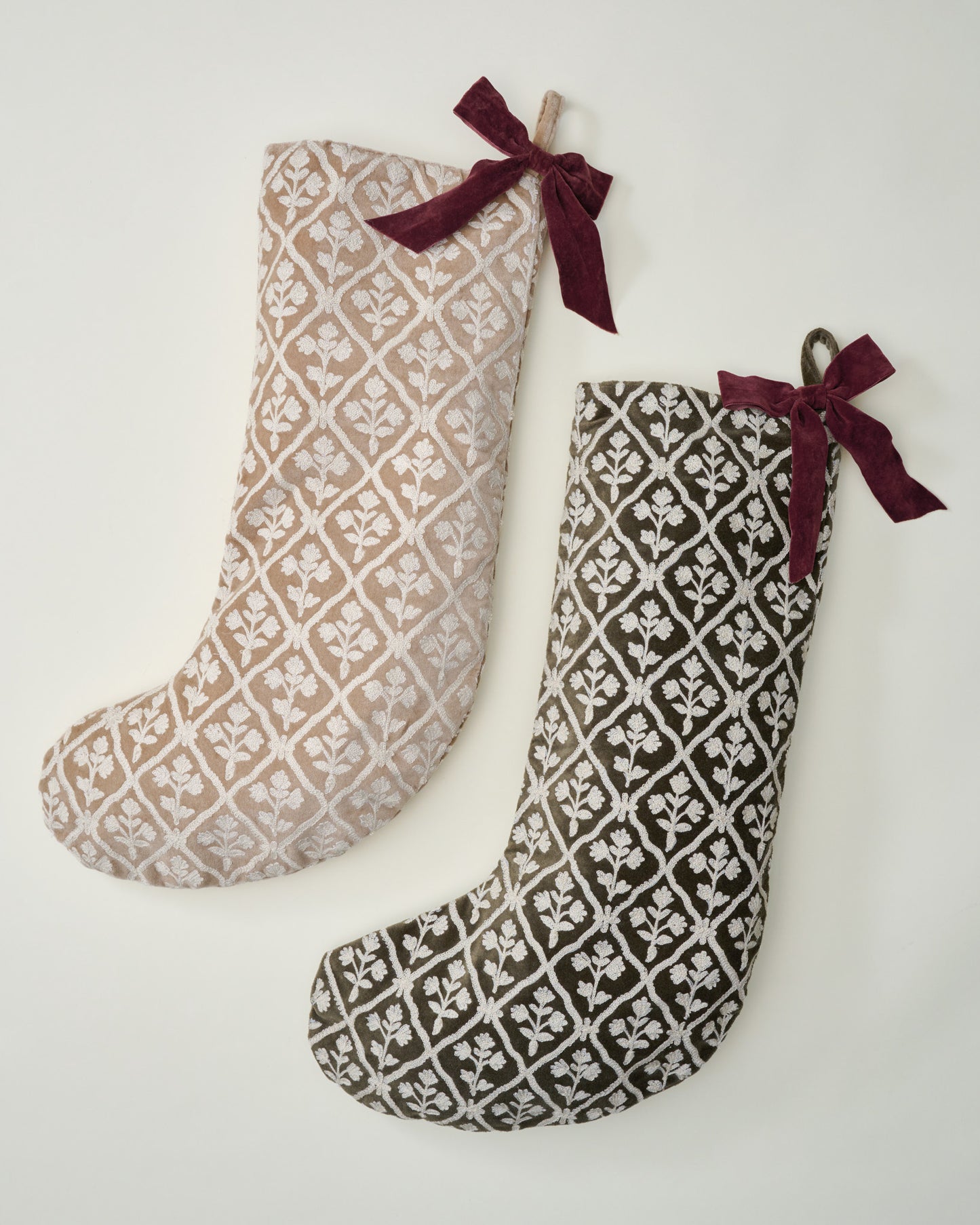 Crewel Embroidered Floral Stocking