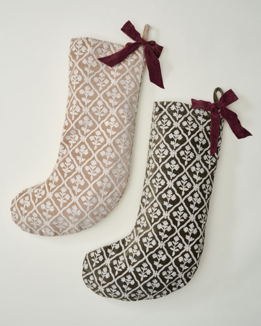 Crewel Embroidered Floral Stocking