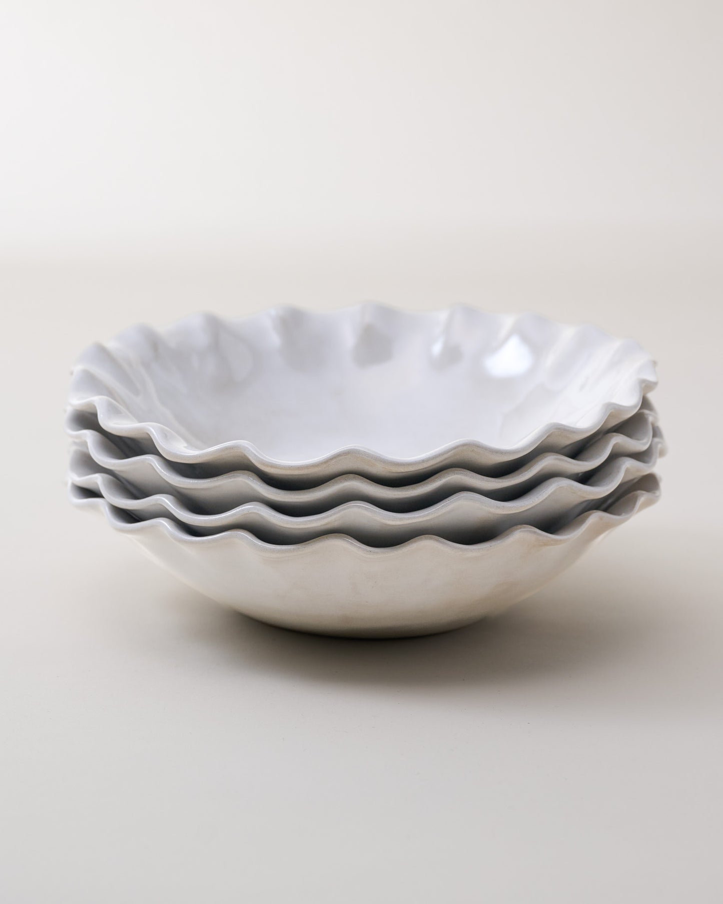 Cream Organic Ruffle Edge Cereal Bowl