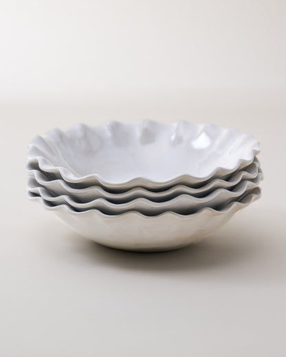 Cream Organic Ruffle Edge Cereal Bowl