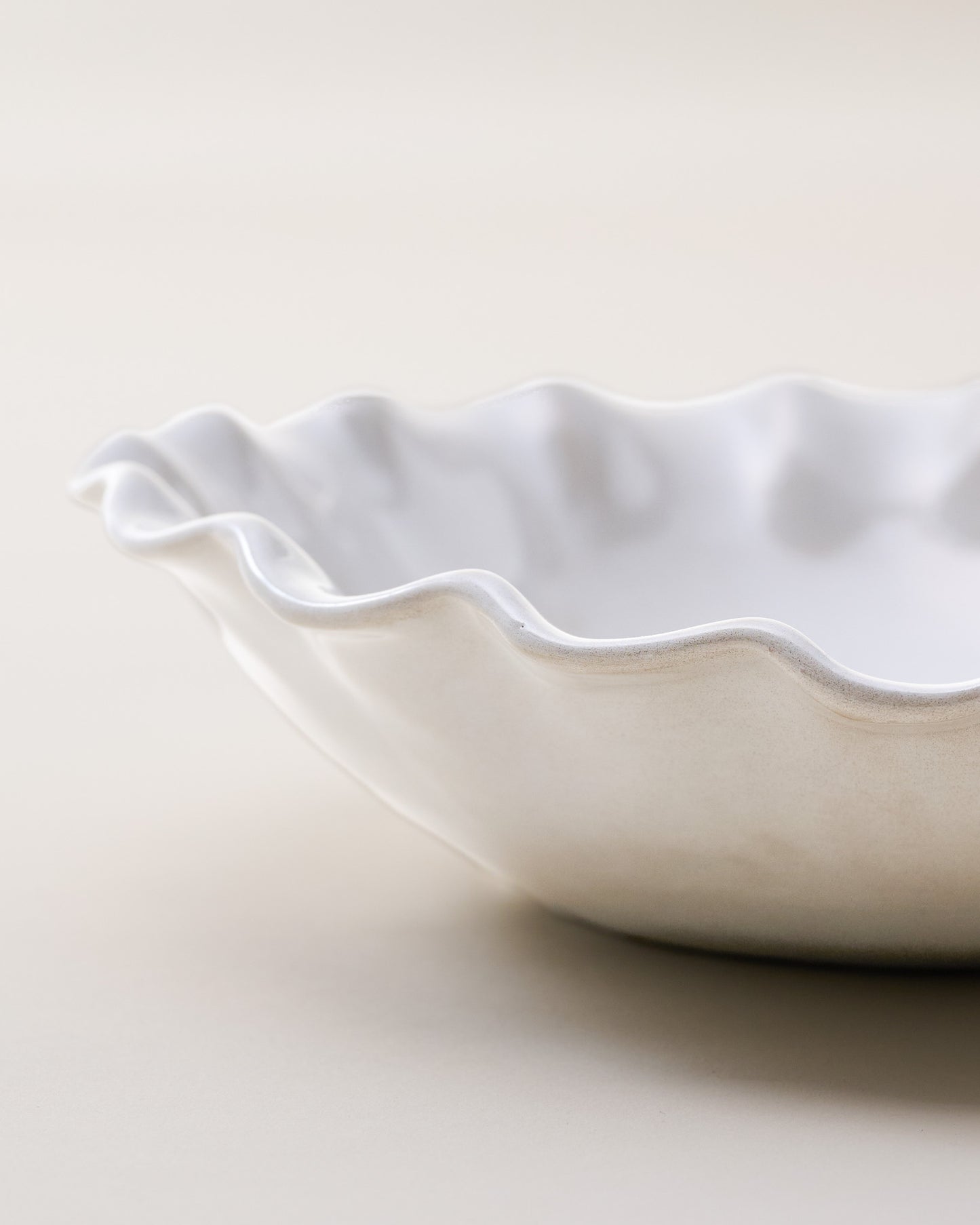 Cream Organic Ruffle Edge Cereal Bowl