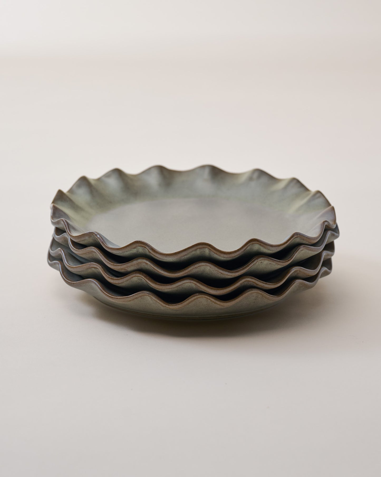 Green Organic Ruffle Edge Plate Salad stacked