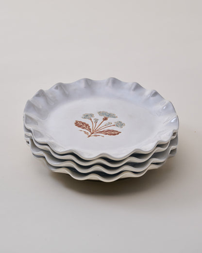 Cream Organic Ruffle Edge Elaine Dessert Plate