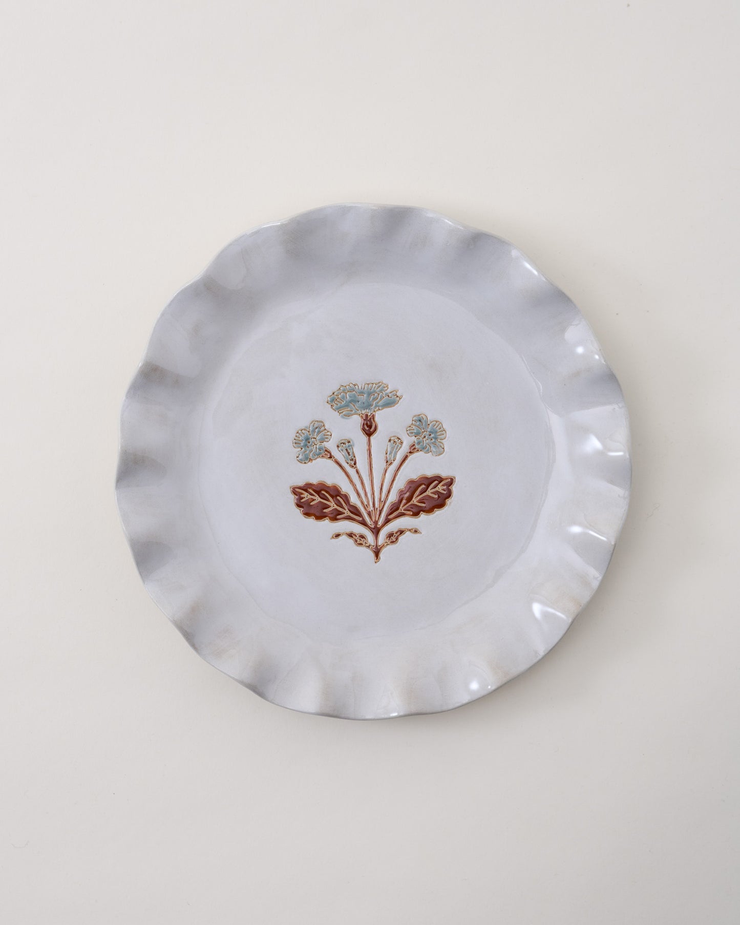 Cream Organic Ruffle Edge Elaine Dessert Plate