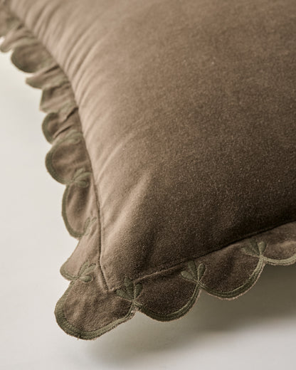 Green Velvet Scallop Edge Sham