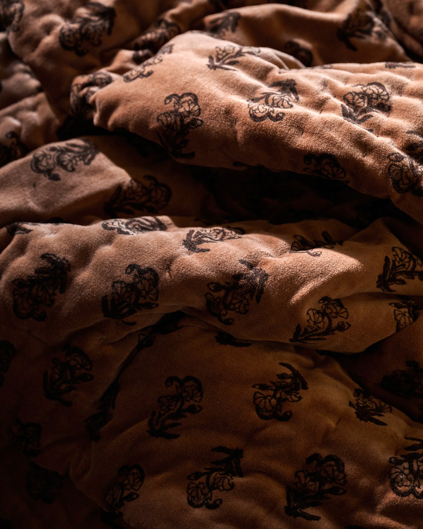 Aster Block Print Velvet Quilt