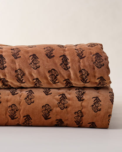 Aster Block Print Velvet Quilt