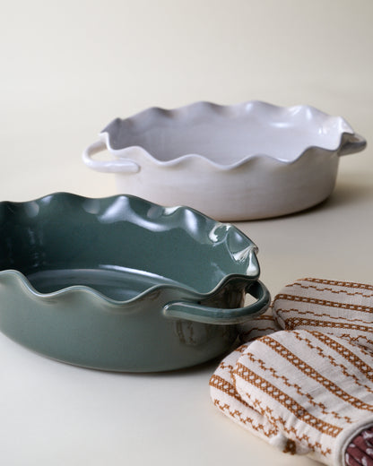 Blue Oval Scalloped Baker