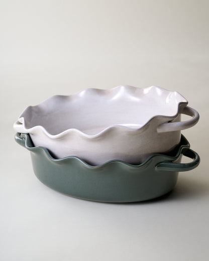 Blue Oval Scalloped Baker