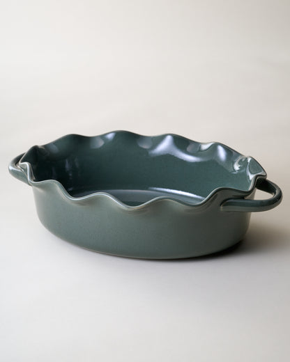 Blue Oval Scalloped Baker