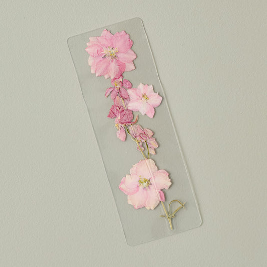 Pink Larkspurs Pressed Floral Bookmark