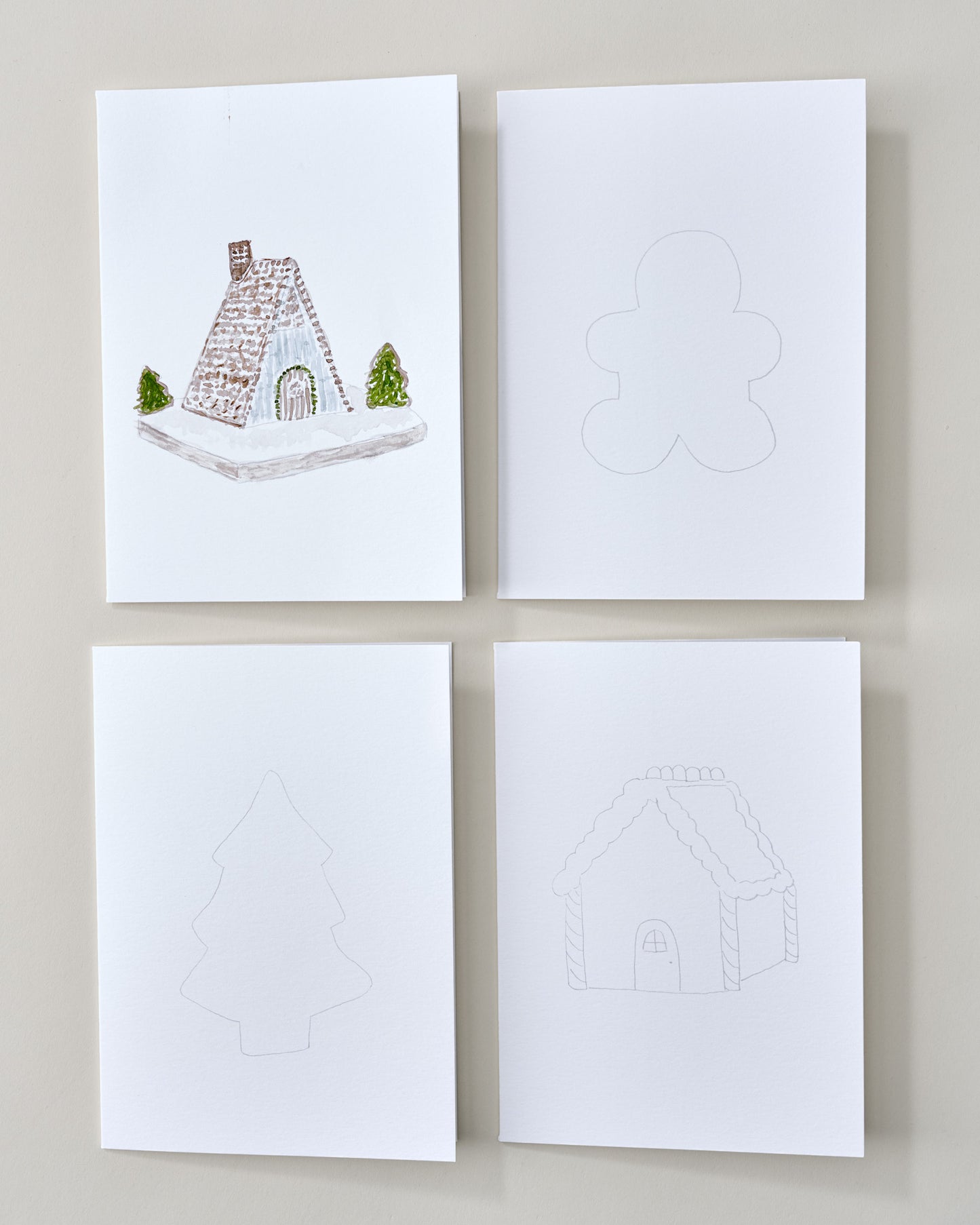 Gingerbread Paintable Watercolor Notecard Set