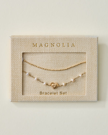 Magnolia Pearl Heart Bracelet Set