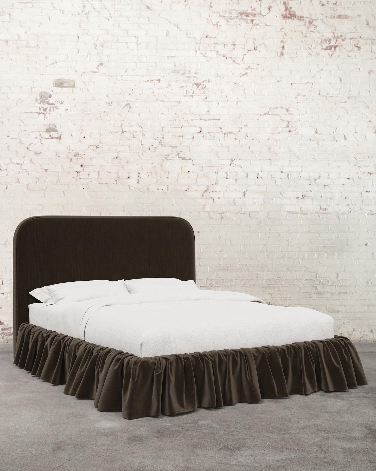 Poppy Ruffle Velvet Upholstered Bed