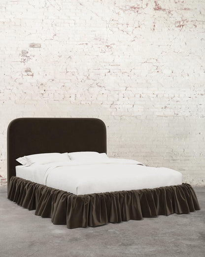 Poppy Ruffle Velvet Upholstered Bed