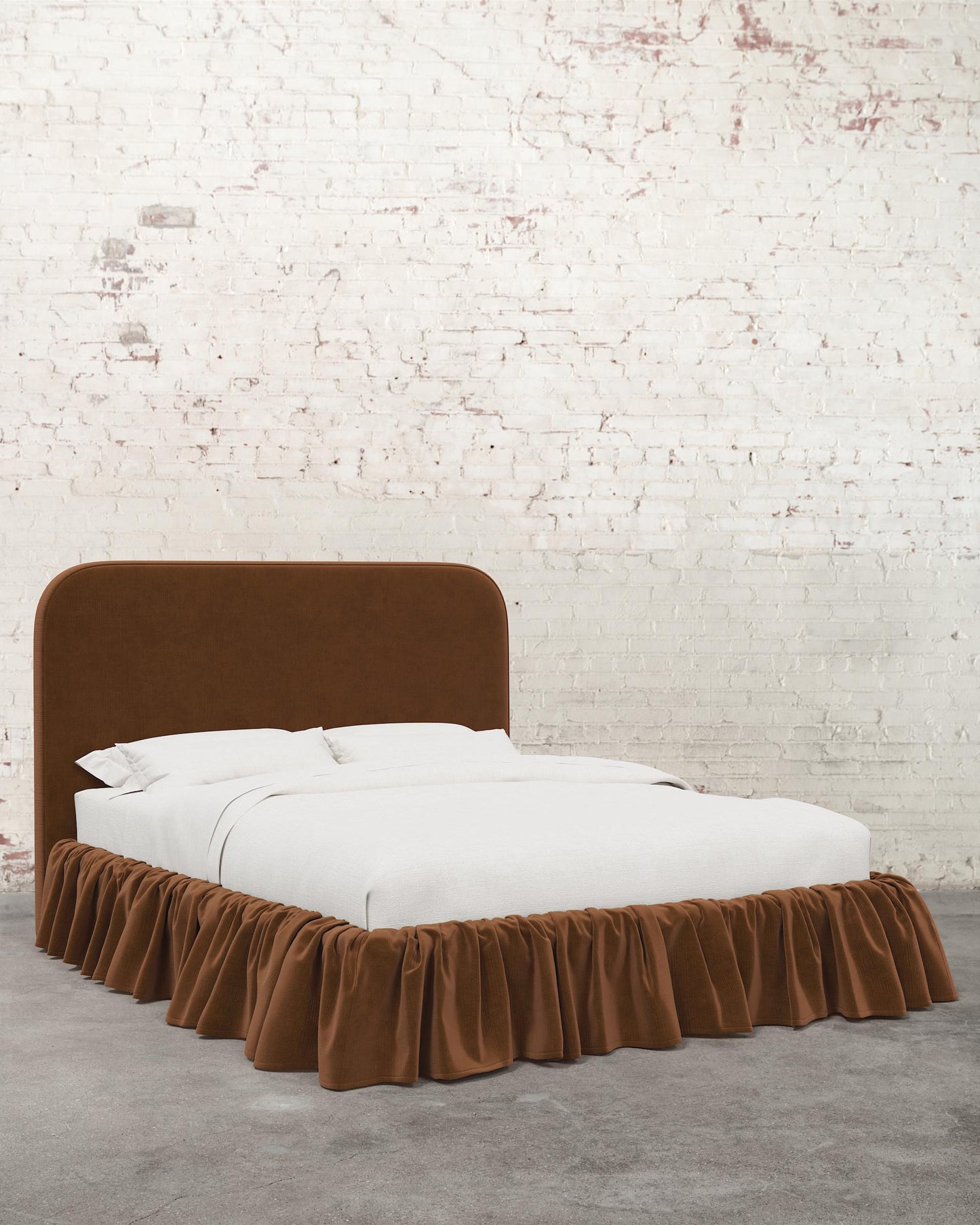 Poppy Ruffle Velvet Upholstered Bed