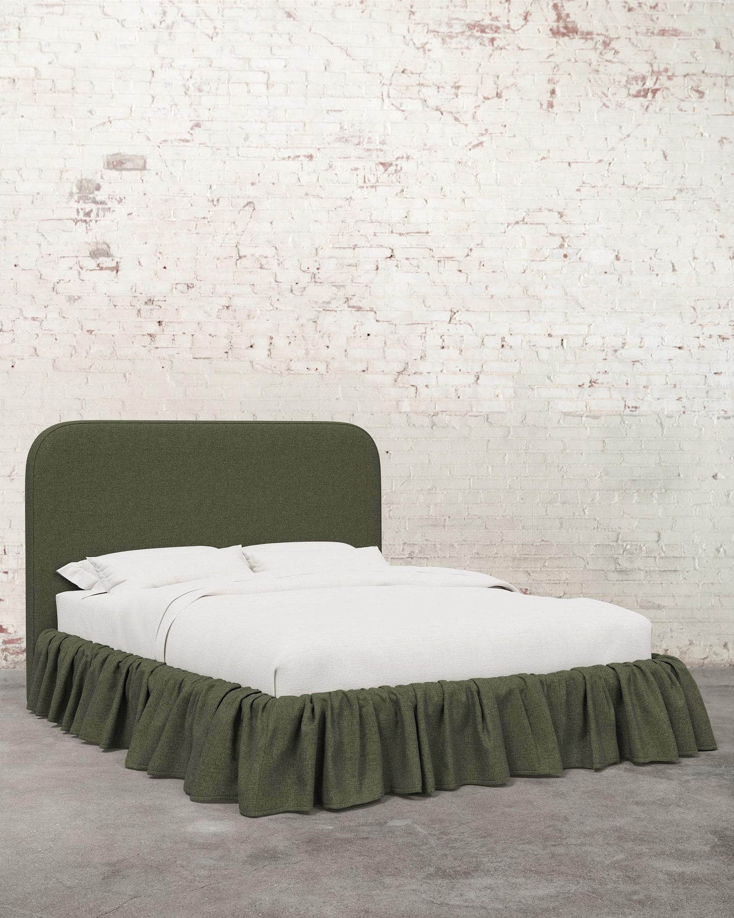 Poppy Ruffle Linen Upholstered Bed